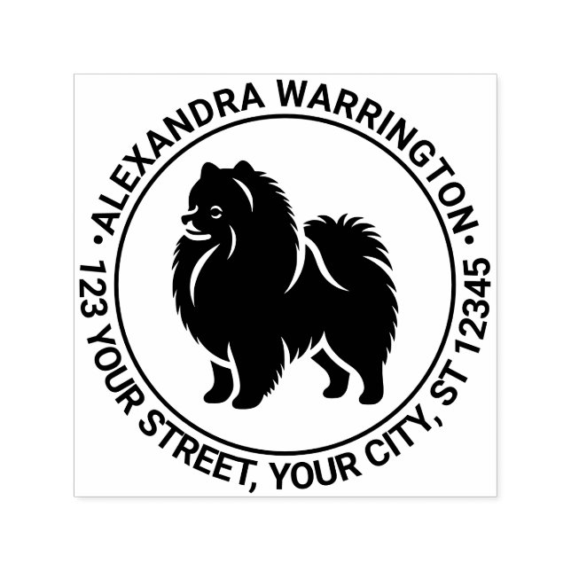 Carimbo Auto Entintado Pomeraniano Pom Dog Permanente Nome Silh Endereço  (Design)