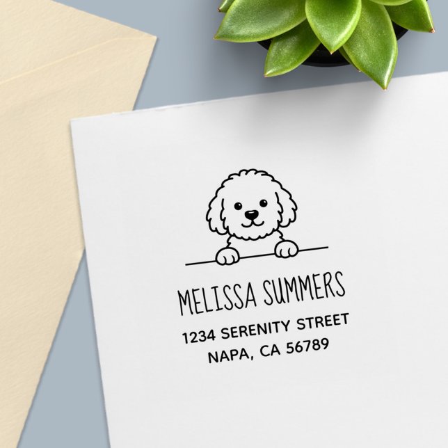 Carimbo Auto Entintado Poodle Mix Dog Doodle Pet Address (Criador carregado)