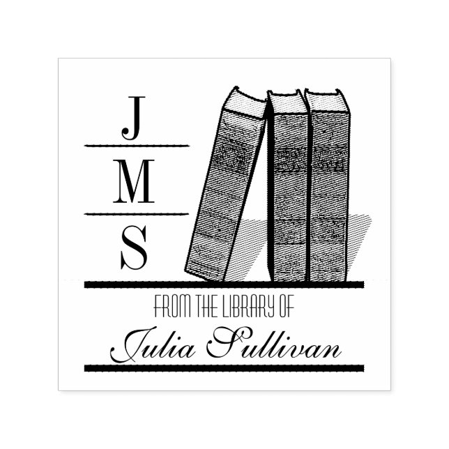 Carimbo Auto Entintado Prateleira do Livro Vintage (Design)