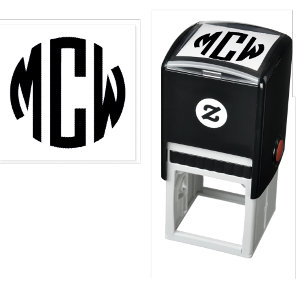 Carimbo Auto Entintado Pré-Disquete 3 Monograma do Círculo Inicial Com Mo