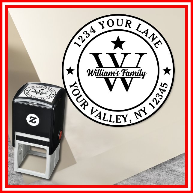 Carimbo Auto Entintado Preto e Branco | Monograma de Nome da Família Simp (Criador carregado)