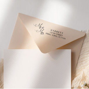 Carimbo Auto Entintado Preto Moderno Simples Script Casamento Sr & Sra