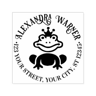 Carimbo Auto Entintado Príncipe Sapo Conto de Fadas Nome Endereço de Devo
