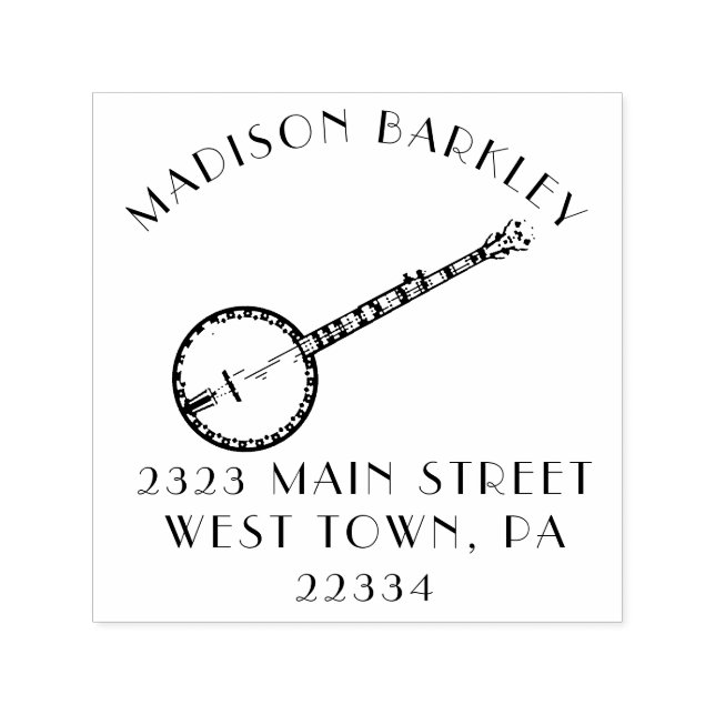 Carimbo Auto Entintado Professor de Música Banjo Musical (Design)