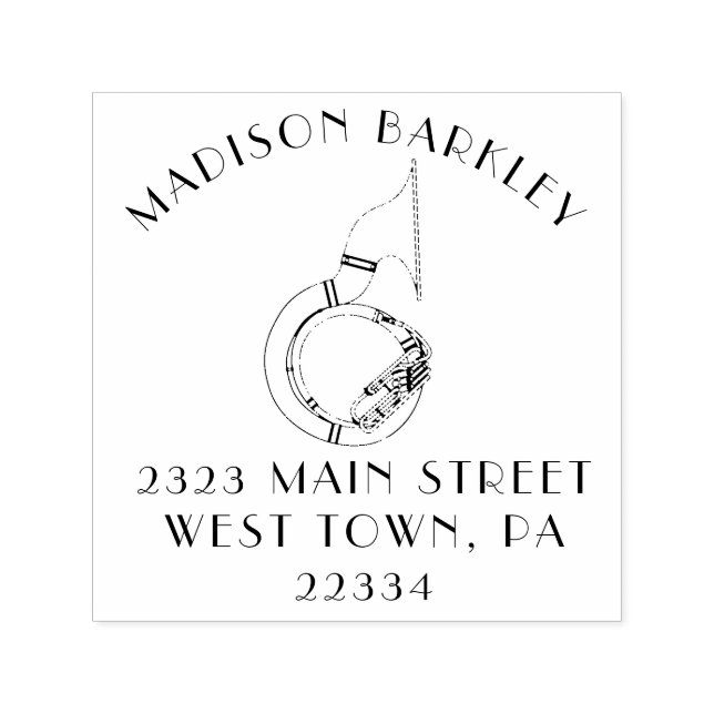 Carimbo Auto Entintado Professor de Música de Banda Marcial Sousaphone Mú (Design)