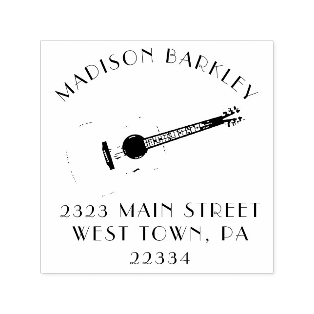 Carimbo Auto Entintado Professor de Música de Violão Acústico (Design)