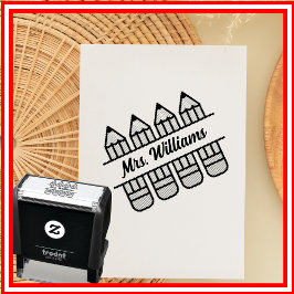 Carimbo Auto Entintado Professor Lápis Agradecimento de Volta às Aulas