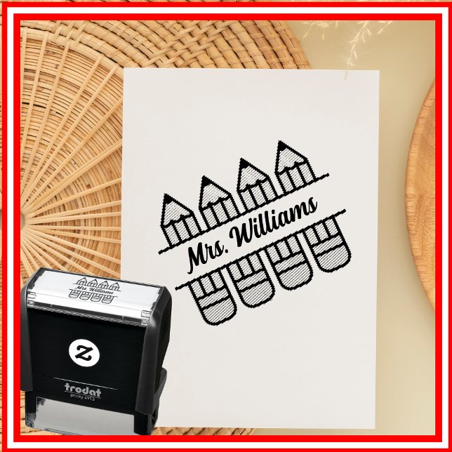 Carimbo Auto Entintado Professor Lápis Agradecimento de Volta às Aulas (Criador carregado)