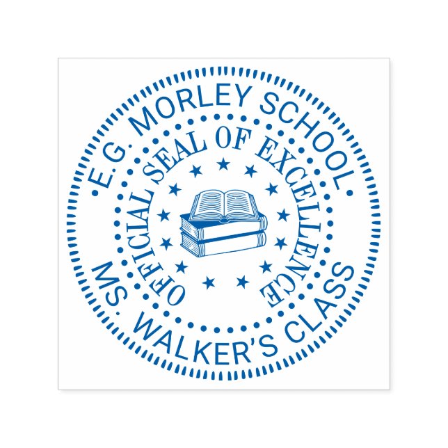 Carimbo Auto Entintado Professora da Escola Stars Livros #1 Selo de Excel (Design)