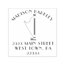 Carimbo Auto Entintado Professora de Música Musical Harp