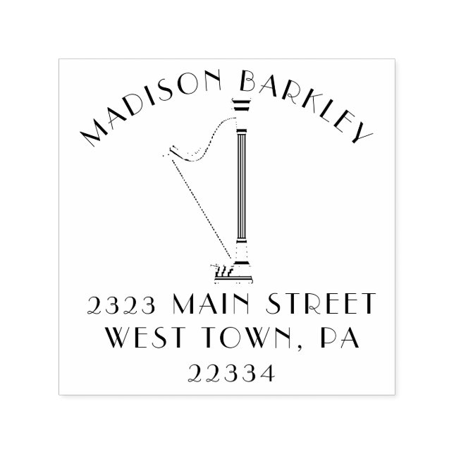 Carimbo Auto Entintado Professora de Música Musical Harp (Design)