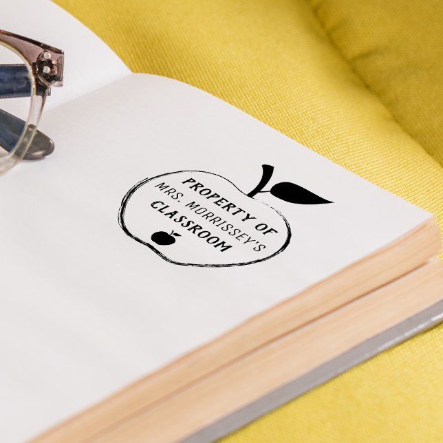 Carimbo Auto Entintado Propriedade De | Personalizado | Apple (Property Of | Personalized | Apple Self-inking Stamp)