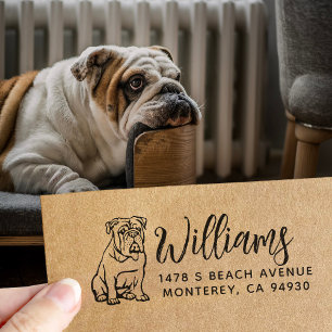 Carimbo Auto Entintado Proprietário do Bulldog Inglês Retornar Endereço P