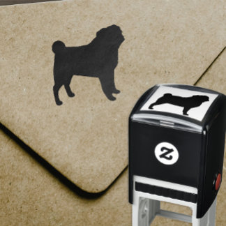 Carimbo Auto Entintado Pug Dog Breed Silhouette