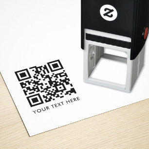 Carimbo Auto Entintado QR Code Your Text Clean Simples Modern Minimalist