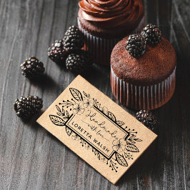 Carimbo Auto Entintado Quadro Botânico desenhado à mão feito à mão com am