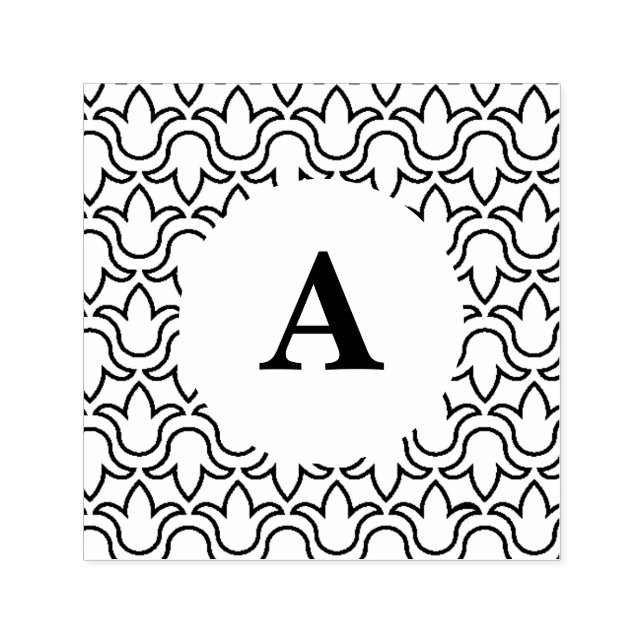 Carimbo Auto Entintado Quadro redondo decorativo floral moderno (Design)