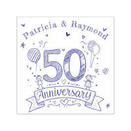 Carimbo Auto Entintado Quadros de Chalkboard 50º Aniversário Personalizad