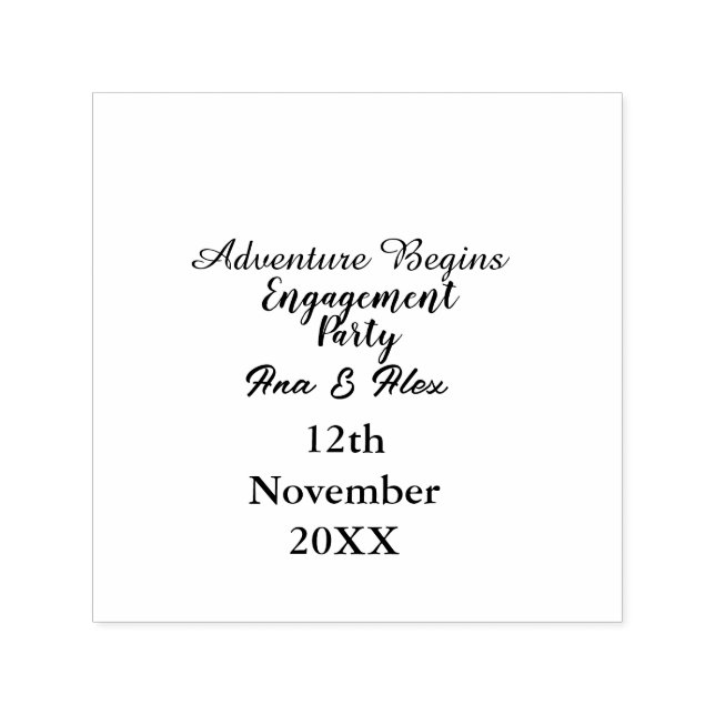 Carimbo Auto Entintado que comece a aventura nome da festa de noivado (Design)