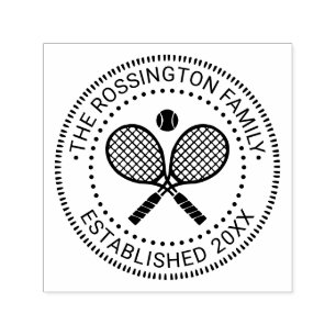 Carimbo Auto Entintado Racquet de Ténis Cruzados Sobrenome Data Fundado N