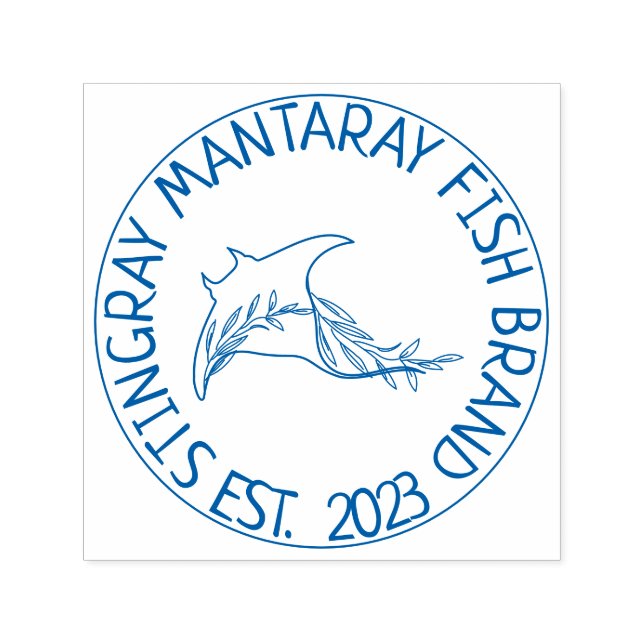 Carimbo Auto Entintado Raio-Manta de Peixes Florais Perigosos (Design)