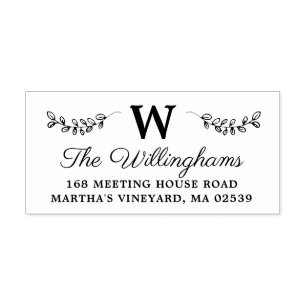 Carimbo Auto Entintado Ramais Botânicos com Monograma de Folhas