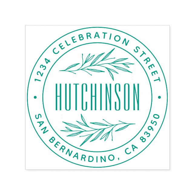 Carimbo Auto Entintado Ramificações desenhadas à mão clássicas Endereço d (Design)