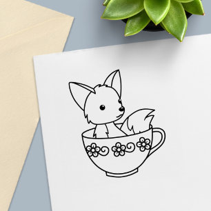 Carimbo Auto Entintado Raposa em uma Cor Teacup