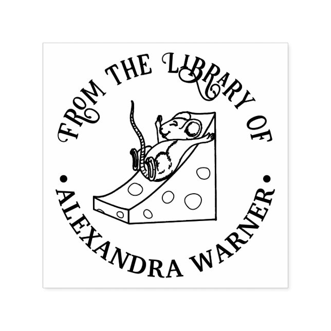 Carimbo Auto Entintado Rato bonito no livro da biblioteca de slides de qu (Design)