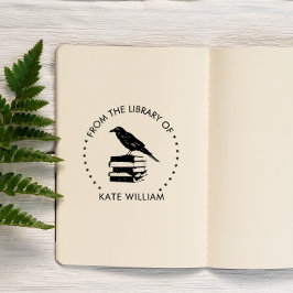 Carimbo Auto Entintado Raven Da biblioteca do selo redondo