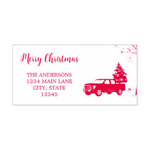 Carimbo Auto Entintado Red Chic Rustic Endereço de Regresso de Natal do S