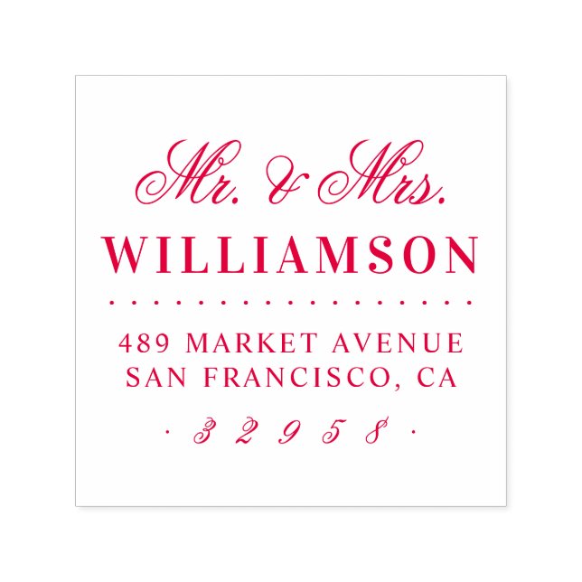 Carimbo Auto Entintado Red Mr. Nome da Família & Sra. Endereço de Devoluç (Design)