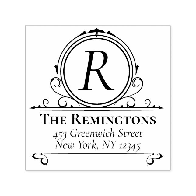 Carimbo Auto Entintado Regal Clássico Elegante Rico Monograma Luxo (Design)