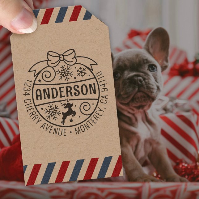 Carimbo Auto Entintado Reindeer Snowflake de Natal (Criador carregado)