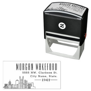 Carimbo Auto Entintado Residente de Pittsburgh   Linha do Skyline Moderna