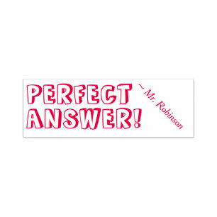 Carimbo Auto Entintado "RESPOSTA PERFEITA!" + Nome do Professor Escolar P