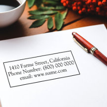 Retangular de Endereço Simples Branco Preto