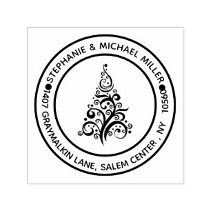 Carimbo Auto Entintado Retorno do endereço Árvore de Natal Moderna