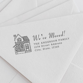 Carimbo Auto Entintado Retrato da Casa Movemos Endereço de Retorno