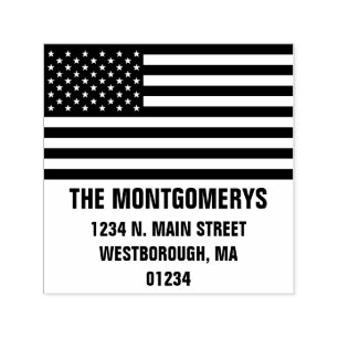 Carimbo Auto Entintado Retrun Address Patriotic American Flag Family Name