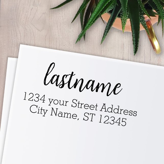Carimbo Auto Entintado Return Address Family Name - Madeline Script (Criador carregado)