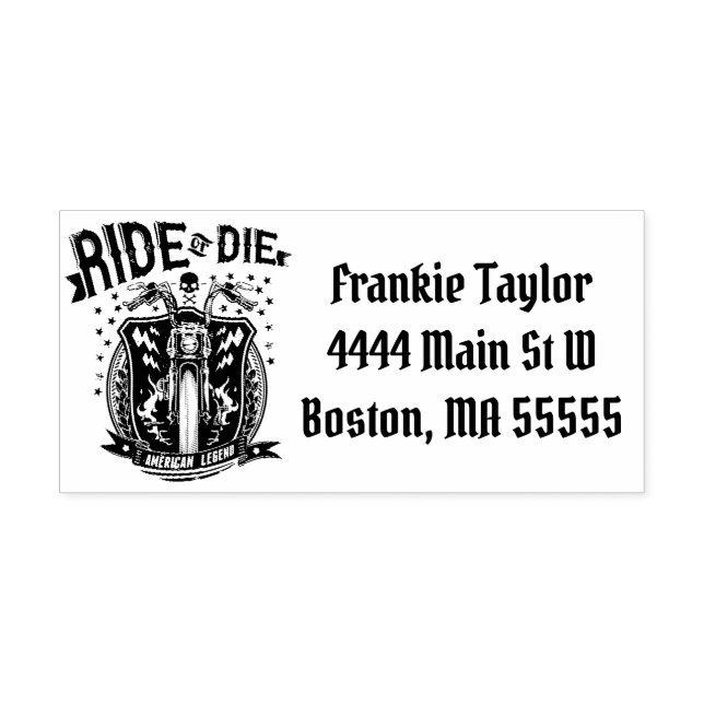 Carimbo Auto Entintado Ride ou Die Biker Personalizado (Design)