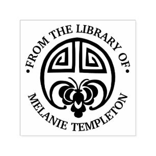 Carimbo Auto Entintado Riqueza Chinesa Bat "Da Biblioteca de" Nome