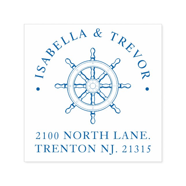 Carimbo Auto Entintado Roda Personalizada de Casamento do Tema Náutico (Design)