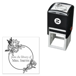 Carimbo Auto Entintado Rosa Floral Frame Da Biblioteca De