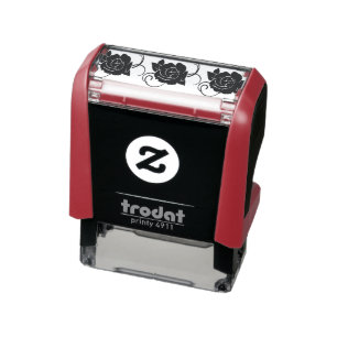 Carimbo Auto Entintado rosa gráfico-flor-deco