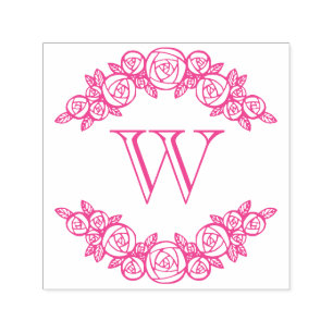 Carimbo Auto Entintado Rosas Arrancados Elegantes #1 Ronda Um Inicial