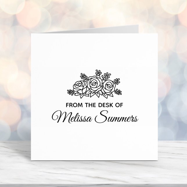 Carimbo Auto Entintado Rosas Elegantes Flores de Buquê da Mesa do (Criador carregado)