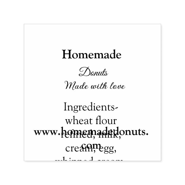 Carimbo Auto Entintado Rosquinhas caseiras feitas com amor adicionar text (Design)