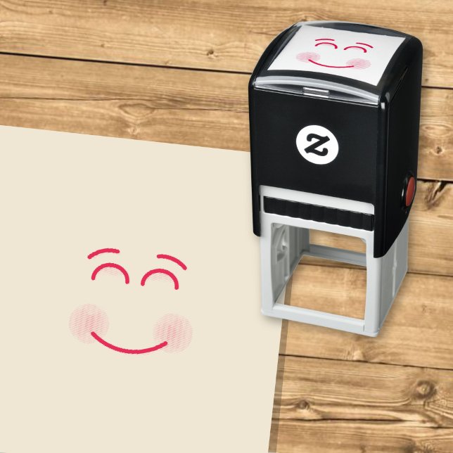 Carimbo Auto Entintado Rosto Sorridente com Olhos Sorridentes (Criador carregado)